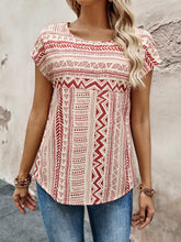 EMERY ROSE Women's Round Neck Batwing Sleeve Printed Summer Blouse